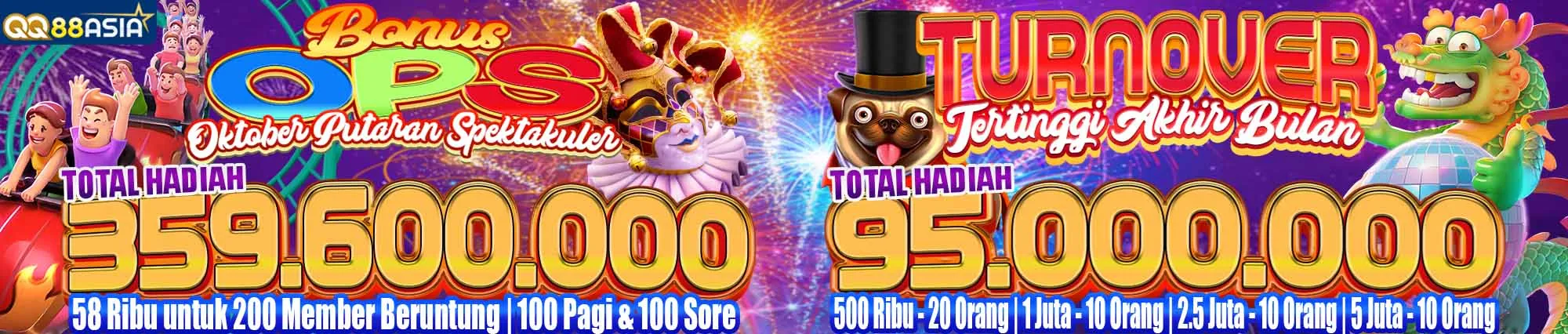 QQ88Asia -- Bonus Turnover Tertinggi 359 juta
